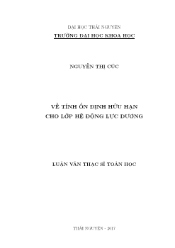 Luận văn Về tính ổn định hữu hạn cho lớp hệ động lực dương