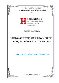 Luận văn Yếu tố ảnh hưởng đến hiệu quả chi phí của dự án lưới điện truyền tải 110kv