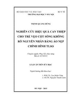 Nghiên cứu hiệu quả can thiệp cho trẻ vẹo cột sống không rõ nguyên nhân bằng áo nẹp chỉnh hình tlso