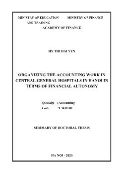 Organizing the accounting work in central general hospitals in hanoi in terms of financial autonomy