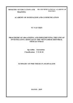 Procedure of organizing and implementing the line of investigative articles in the Vietnamese editorial offices today