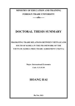 Promoting trade relations between vietnam and south of korea in the framework of the Vietnam - Korea free trade agreement (vkfta)