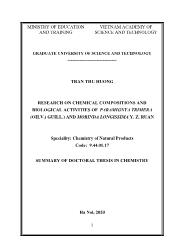 Research on chemical compositions and biological activities of paramignya trimera (oilv.) guill.) and morinda longissima y. z. ruan