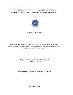 Research on chemical constituents and biological activities of two species garcinia cowa roxb. ex choisy and garcinia hanburyi hook. f growing in Vietnam