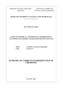 Study on chemical constituents and biological activities of dalbergia tonkinensis prain in Vietnam