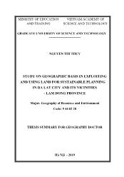 Study on geographic basis in exploiting and using land for sustainable planning in Đa Lat city and its vicinities - Lam Đong province