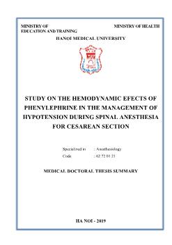 Study on the hemodynamic efects of phenylephrine in the management of hypotension during spinal anesthesia for cesarean section