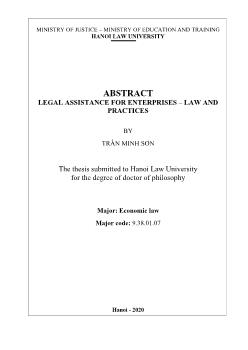 Tóm tắt Luận án Abstract legal assistance for enterprises – Law and practices