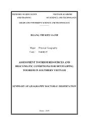 Tóm tắt Luận án Assessment tourism resources and bioclimatic conditions for developing tourism in southern Vietnam