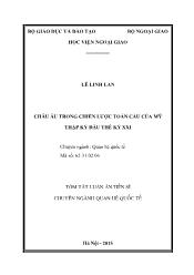 Tóm tắt Luận án Châu Âu trong chiến lược toàn cầu của Mỹ thập kỷ đầu thế kỷ XXI