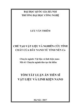 Tóm tắt Luận án Chế tạo vật liệu và nghiên cứu tính chất của dây nano từ tính nền Co