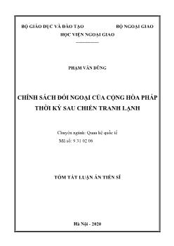 Tóm tắt Luận án Chính sách đối ngoại của cộng hòa pháp thời kỳ sau chiến tranh lạnh