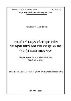 Tóm tắt Luận án Cơ sở lý luận và thực tiễn về định biên đối với cơ quan bộ ở Việt Nam hiện nay