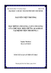 Tóm tắt Luận án Đặc điểm lâm sàng, cận lâm sàng của trẻ mắc hội chứng alagille tại bệnh viện Nhi Đồng 1