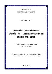 Tóm tắt Luận án Đánh giá kết quâ phẫu thuật cắt đầu tụy - Tá tràng trong điều trị ung thư bóng vater