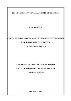 Tóm tắt Luận án Education of Ho Chi Minh’s humanistic thought for university students in Vietnam today