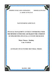 Tóm tắt Luận án Financial management at public universities under the ministry of industry and trade in the condition of implementing financial autonomy mechanism