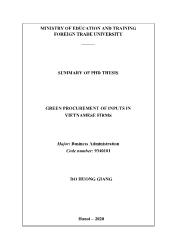 Tóm tắt Luận án Green procurement of inputs in Vietnamese firms