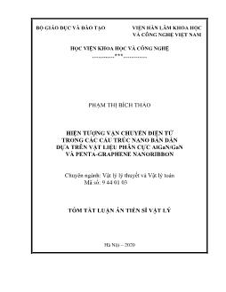 Tóm tắt Luận án Hiện tượng vận chuyển điện tử trong các cấu trúc nano bán dẫn dựa trên vật liệu phân cực algan / gan và penta - Graphene nanoribbon