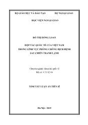 Tóm tắt Luận án Hợp tác quốc tế của Việt Nam trong lĩnh vực phòng chống dịch bệnh sau chiến tranh lạnh