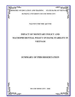 Tóm tắt Luận án Impact of monetary policy and macroprudential policy on bank stability in Vietnam