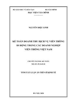 Tóm tắt Luận án Kế toán doanh thu dịch vụ viễn thông di động trong các doanh nghiệp viễn thông Việt Nam