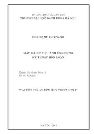 Tóm tắt Luận án Mật mã dữ liệu ảnh ứng dụng kỹ thuật hỗn loạn