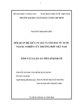 Tóm tắt Luận án Mối quan hệ giữa tỷ giá và vốn đầu tư nước ngoài: Nghiên cứu trường hợp Việt Nam