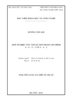 Tóm tắt Luận án Một số hiệu ứng vật lý mới trong mô hình 3 − 2 − 3 − 1 và 3 − 4 − 1