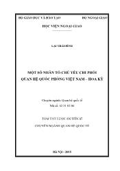 Tóm tắt Luận án Một số nhân tố chủ yếu chi phối quan hệ quốc phòng Việt Nam – Hoa Kỳ