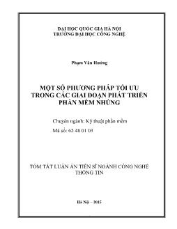 Tóm tắt Luận án Một số phương pháp tối ưu trong các giai đoạn phát triển phần mềm nhúng