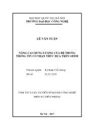 Tóm tắt Luận án Nâng cao dung lượng của hệ thống thông tin có nhận thức dựa trên ofdm