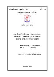 Tóm tắt Luận án Nghiên cứu các yếu tố tiên lượng đáp ứng của buồng trứng trong thụ tinh trong ống nghiệm