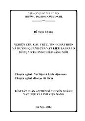 Tóm tắt Luận án Nghiên cứu cấu trúc, tính chất điện và huỳnh quang của vật liệu lai nano sử dụng trong chiếu sáng mới