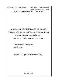 Tóm tắt Luận án Nghiên cứu đặc điểm quần xã cỏ biển và khả năng lưu trữ cacbon của chúng ở một số đầm phá tiêu biểu khu vực miền trung Việt Nam