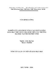 Tóm tắt Luận án Nghiên cứu giải pháp nâng cao chất lượng giáo dục thể chất cho sinh viên các trường đại học tại thành phố Vinh