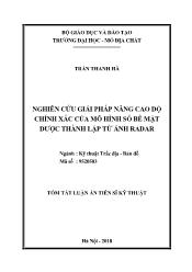 Tóm tắt Luận án Nghiên cứu giải pháp nâng cao độ chính xác của mô hình số bề mặt được thành lập từ ảnh radar