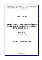 Tóm tắt Luận án Nghiên cứu một số thay đổi miễn dịch và hiệu quả hỗ trợ điều trị bệnh zona bằng kem lô hội Al - 04