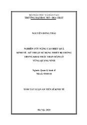 Tóm tắt Luận án Nghiên cứu nâng cao hiệu quả kinh tế - Kỹ thuật sử dụng thiết bị chống trong khai thác than hầm lò vùng Quảng Ninh