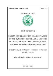 Tóm tắt Luận án Nghiên cứu thành phần hóa học và một số tác dụng sinh học củ loài viễn chí hoa vàng polygala arillata buch.- Ham. ex d. don, họ viễn chí (polygalaceae)