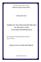 Tóm tắt Luận án Nghiên cứu thu nhận enzyme tiêu hóa từ nội tạng cá tra (pangasius hypophthalmus)