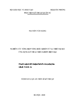 Tóm tắt Luận án Nghiên cứu tổng hợp vòng điều khiển từ xa thiết bị bay ứng dụng kỹ thuật điều khiển hiện đại