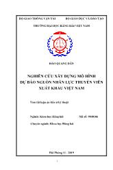 Tóm tắt Luận án Nghiên cứu xây dựng mô hình dự báo nguồn nhân lực thuyền viên xuất khẩu Việt Nam