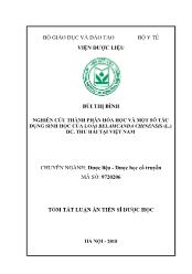 Tóm tắt Luận án Nghiên ứu thành phần hóa họ và một số tá dụng sinh họ ủa loài Belamcanda chinensis (L.) DC. thu hái tại Việt Nam