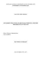 Tóm tắt Luận án Ownership structure, board characteristics and firm performance in Vietnam