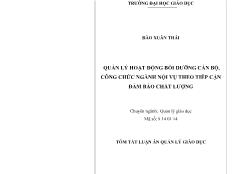 Tóm tắt Luận án Quản lý hoạt động bồi dưỡng cán bộ, công chức ngành nội vụ theo tiếp cận đảm bảo chất lượng