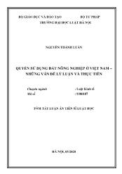 Tóm tắt Luận án Quyền sử dụng đất nông nghiệp ở Việt Nam – Những vấn đề lý luận và thực tiễn