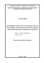 Tóm tắt Luận án Research in innovaton of planification of coal mining companies in Vietnam national industries holding corporation limited