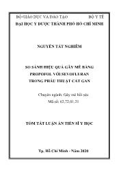 Tóm tắt Luận án So sánh hiệu quả gây mê bằng propofol với sevofluran trong phẫu thuật cắt gan