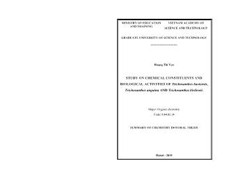 Tóm tắt Luận án Study on chemical constituents and biological activities of trichosanthes baviensis, trichosanthes anguina and trichosanthes kirilowii